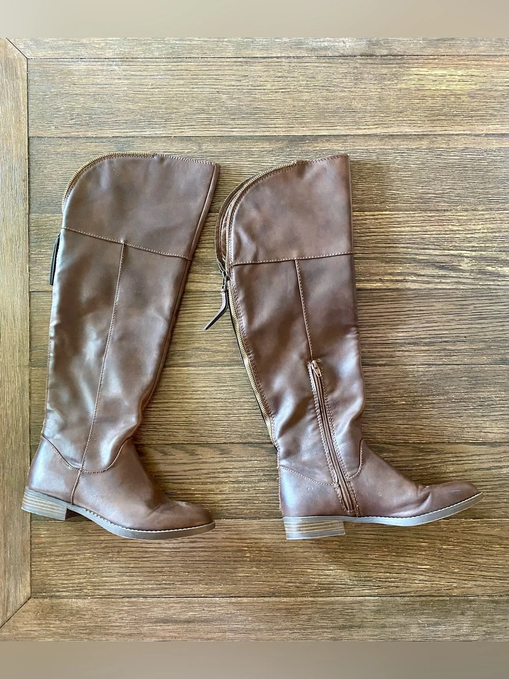 Riding Boots Women’s 7.5 Brown Over the Knee Faux Rear Gold Zipper Target